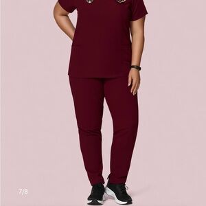 NWT Mandala Women's Slim scrub pants in wine-XLP
